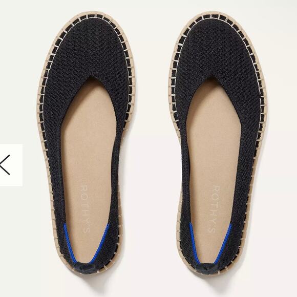 Rothy's The Espadrille Flats Black Size Women’s 12 LIKE NEW - Picture 3 of 16